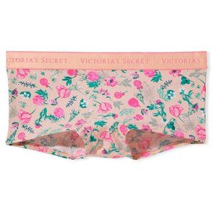 VS S  Logo Cotton Shortie Panty Peach Garden Floral Flowers NWT